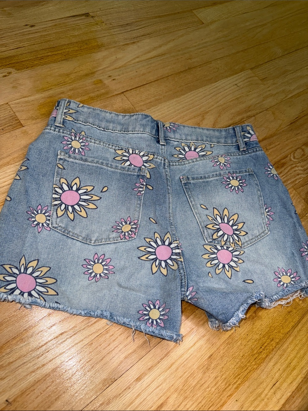NOBO Light Blue Denim Jeans with Pink Waist Flower Detail